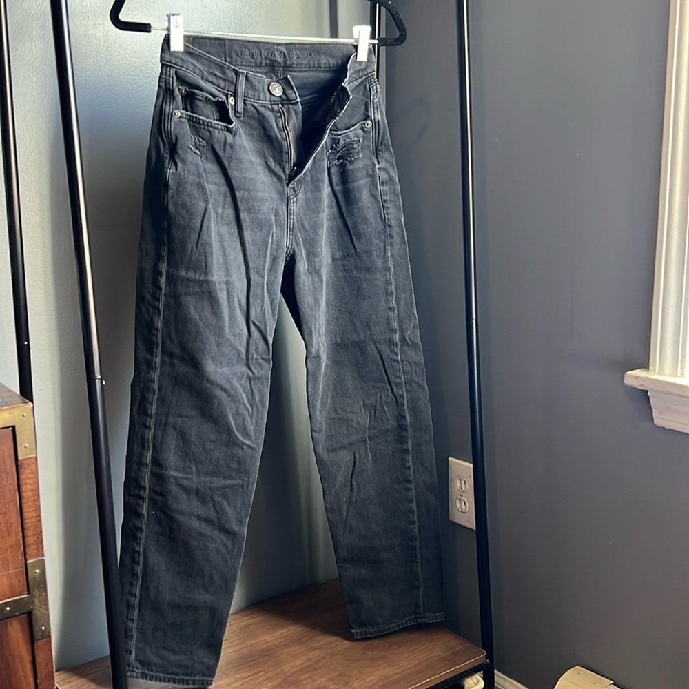 American Eagle Real Good Straight Leg Jeans Black Wash Size 0